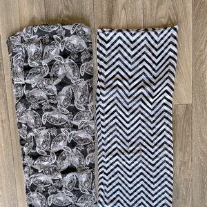 2 Pack of black and white linen scarf wraps